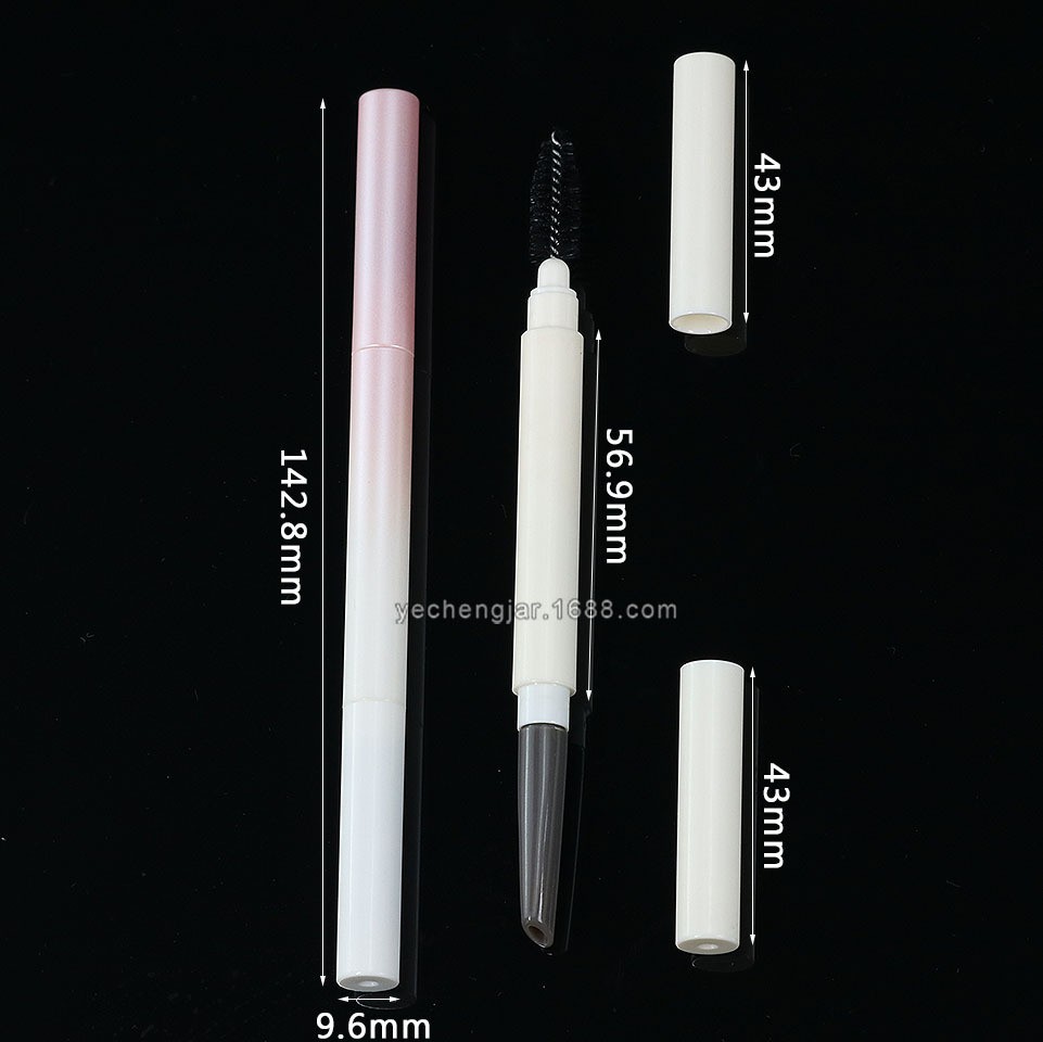 乳白奶油色眉笔管双头包材带眉刷 椭圆形内粉芯0.3g 电商跨境爆款图4