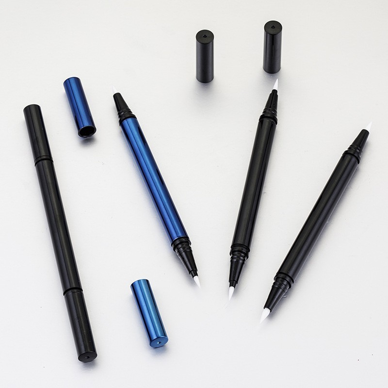 黑色圆管双头毛刷笔头滚珠水笔美妆单头眉笔包材细笔尖图4