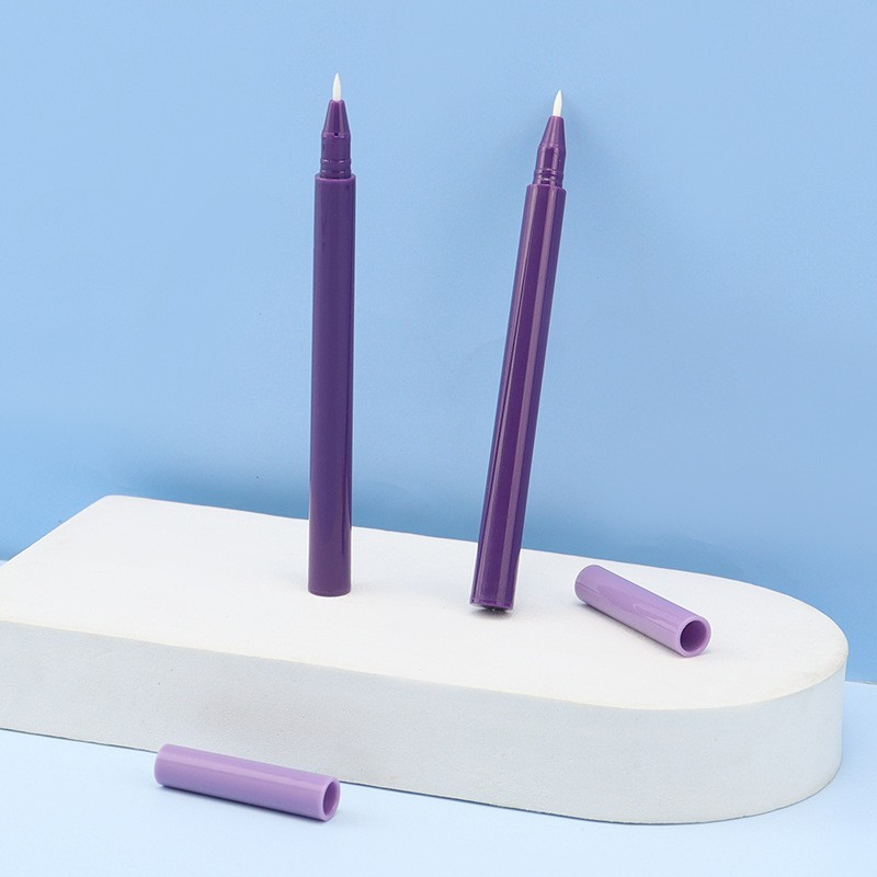 单头眉笔管眼线笔包材砍刀型三角型雨滴型圆型笔嘴混色注塑眉笔管图2