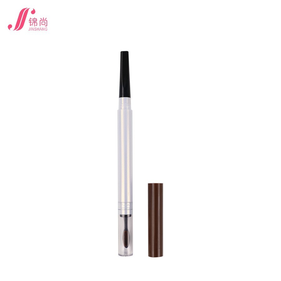 品牌印刷眉笔包材 双头自动旋转眉笔带牙刷型软毛 牙刷式毛刷图2