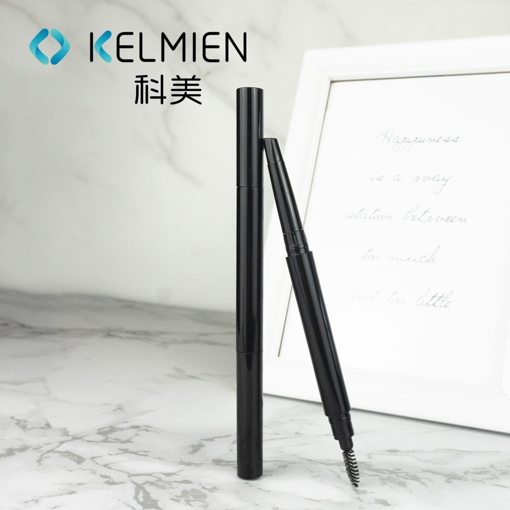 定制加工 黑色细长双头旋转二合一眉笔空管 美妆包材贴牌代工