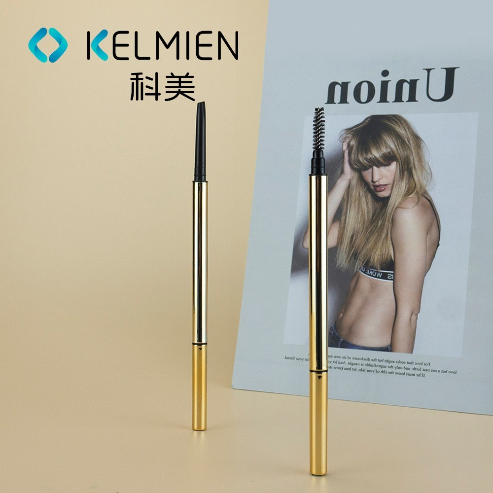 时尚黑金旋转双头眉笔管带刷 化妆笔空管包材厂图4