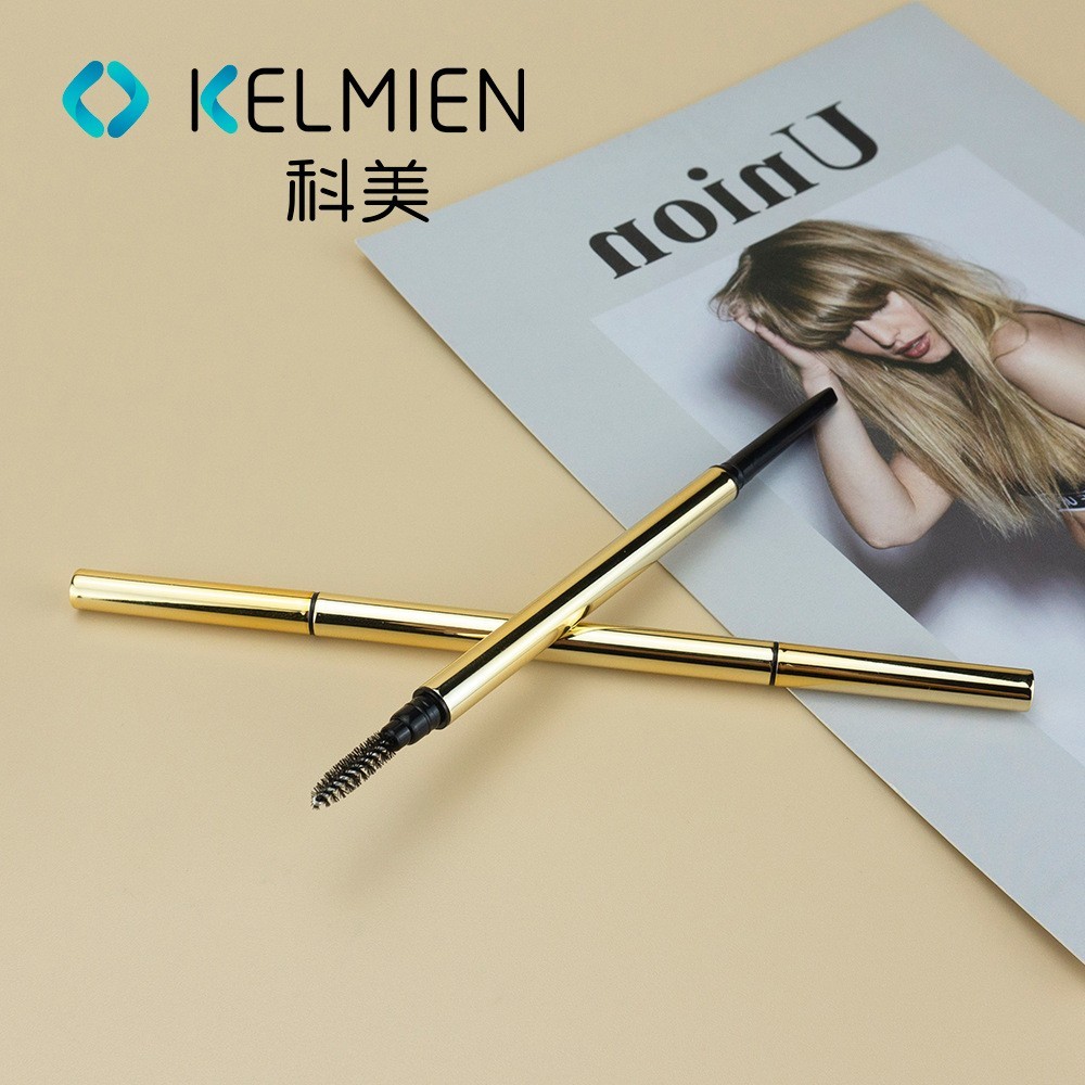 时尚黑金旋转双头眉笔管带刷 化妆笔空管包材厂图3
