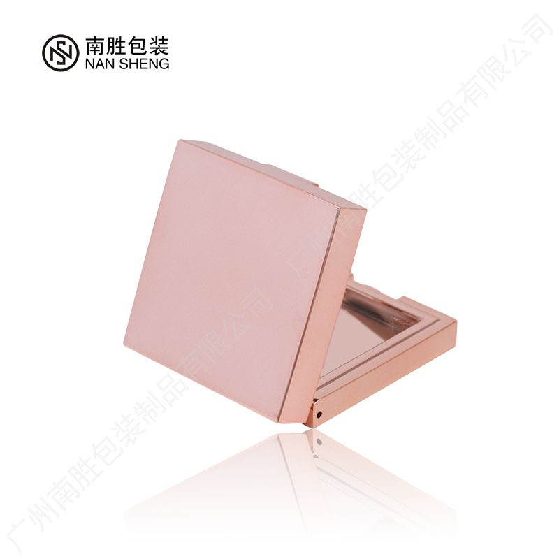 新款电镀方形粉饼盒 单格带化妆镜腮红包材 彩妆卡扣眼影空盒图3