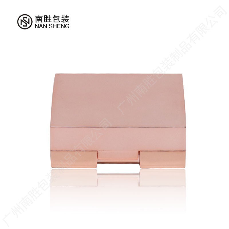 新款电镀方形粉饼盒 单格带化妆镜腮红包材 彩妆卡扣眼影空盒图4
