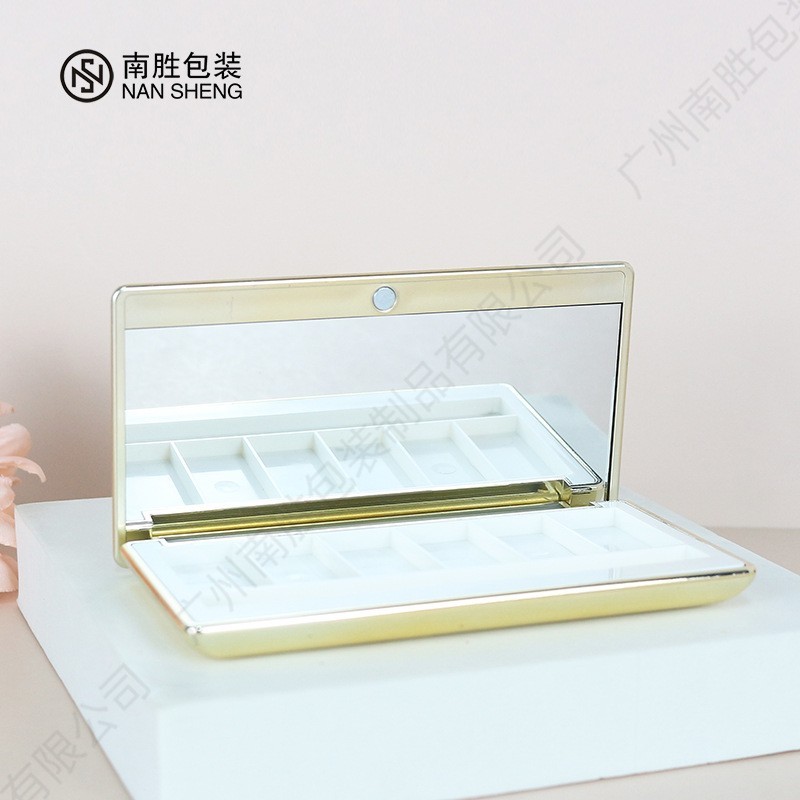 眼影盘空盘 长方形6格磁扣眼影分装盒子 腮红修容眉粉盒彩妆包材