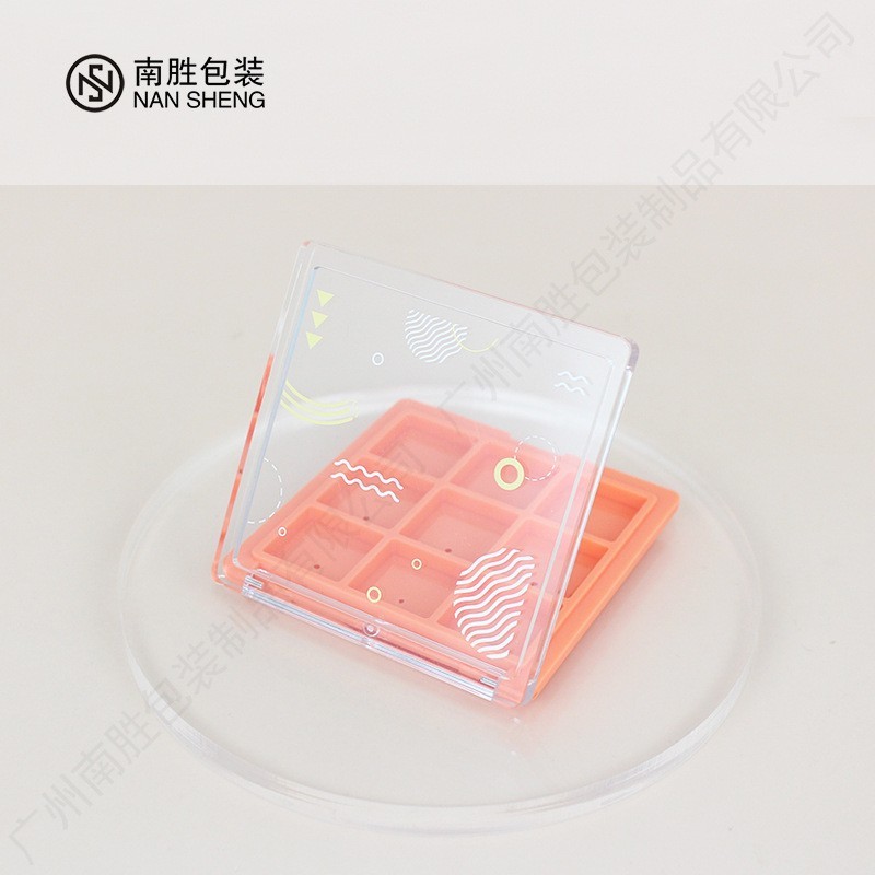 眼影盘包材 方形透明卡扣塑料修容空盘 九宫格腮红眉粉彩妆分装盒图3