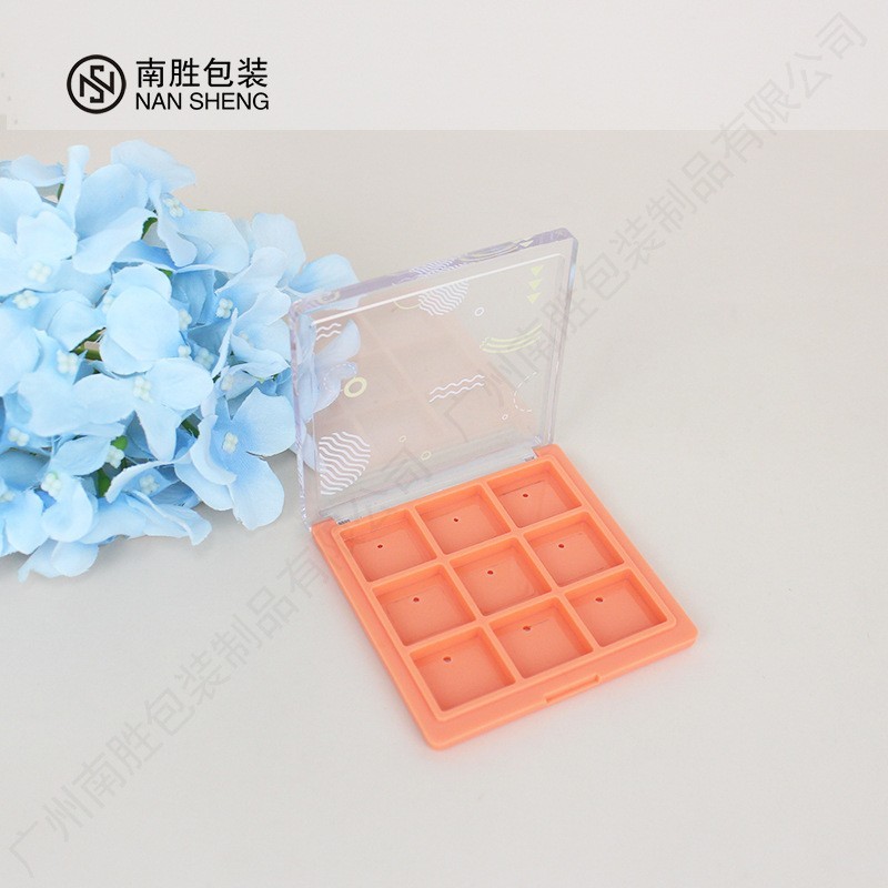 眼影盘包材 方形透明卡扣塑料修容空盘 九宫格腮红眉粉彩妆分装盒图4