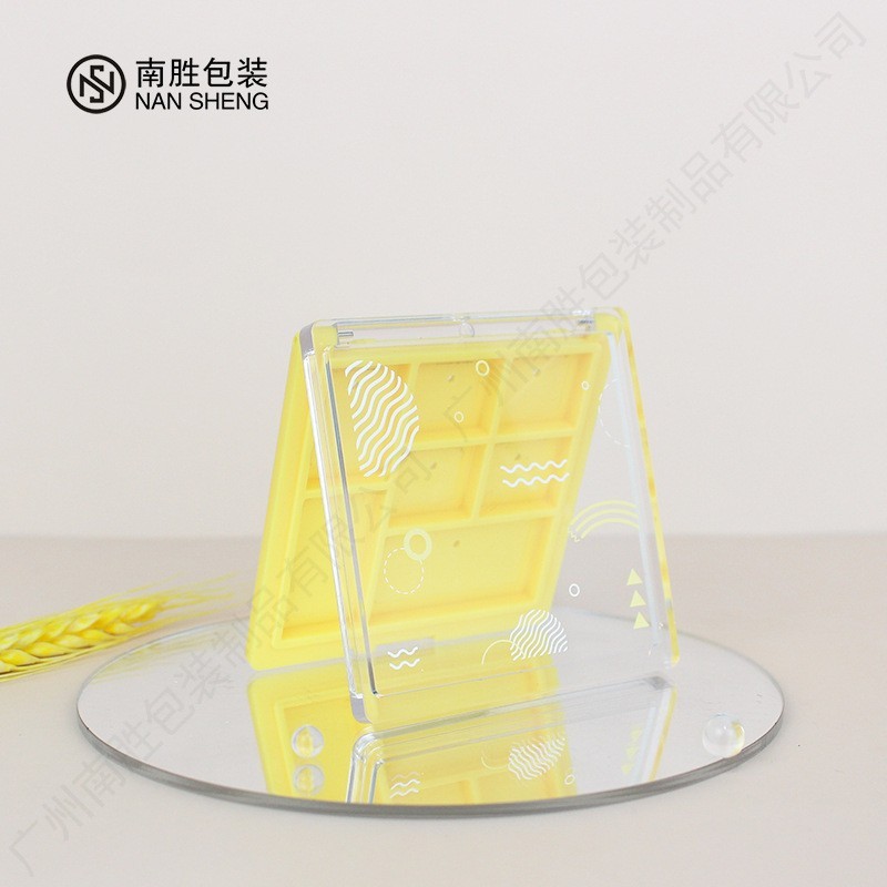 眼影盘包材 方形透明卡扣塑料修容空盘 九宫格腮红眉粉彩妆分装盒图2