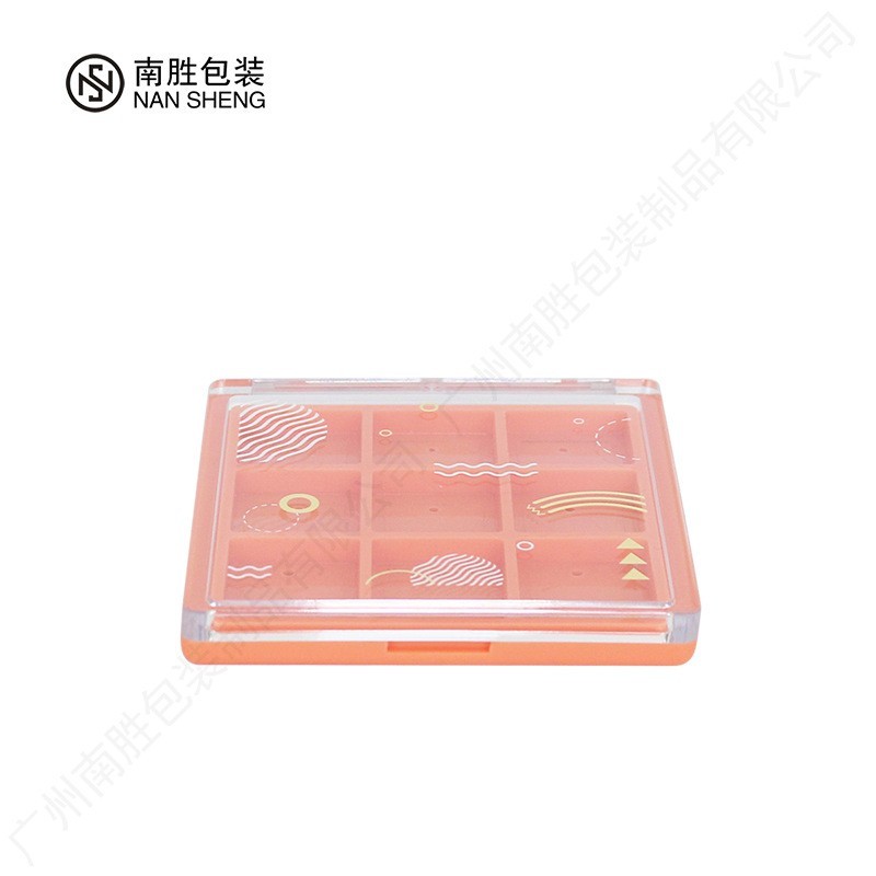 眼影盘包材 方形透明卡扣塑料修容空盘 九宫格腮红眉粉彩妆分装盒图5