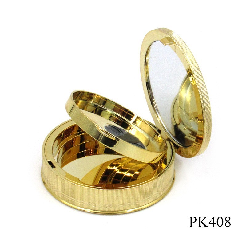 跨境圆形金色粉饼盒 双层化妆品定妆粉饼空盒彩妆包材图3