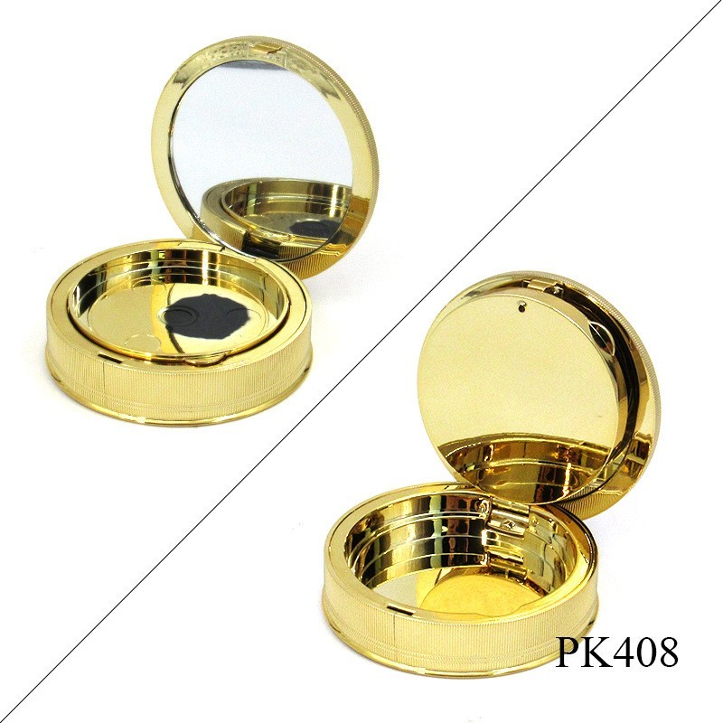 跨境圆形金色粉饼盒 双层化妆品定妆粉饼空盒彩妆包材图2