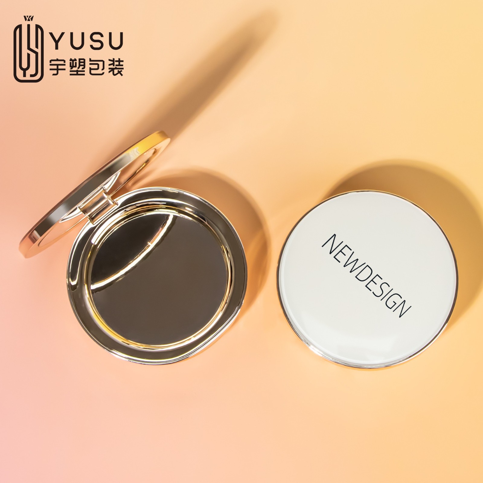 薄款粉饼 圆形带镜子便携补妆空盒彩妆包材腮红定妆粉收纳盒图4