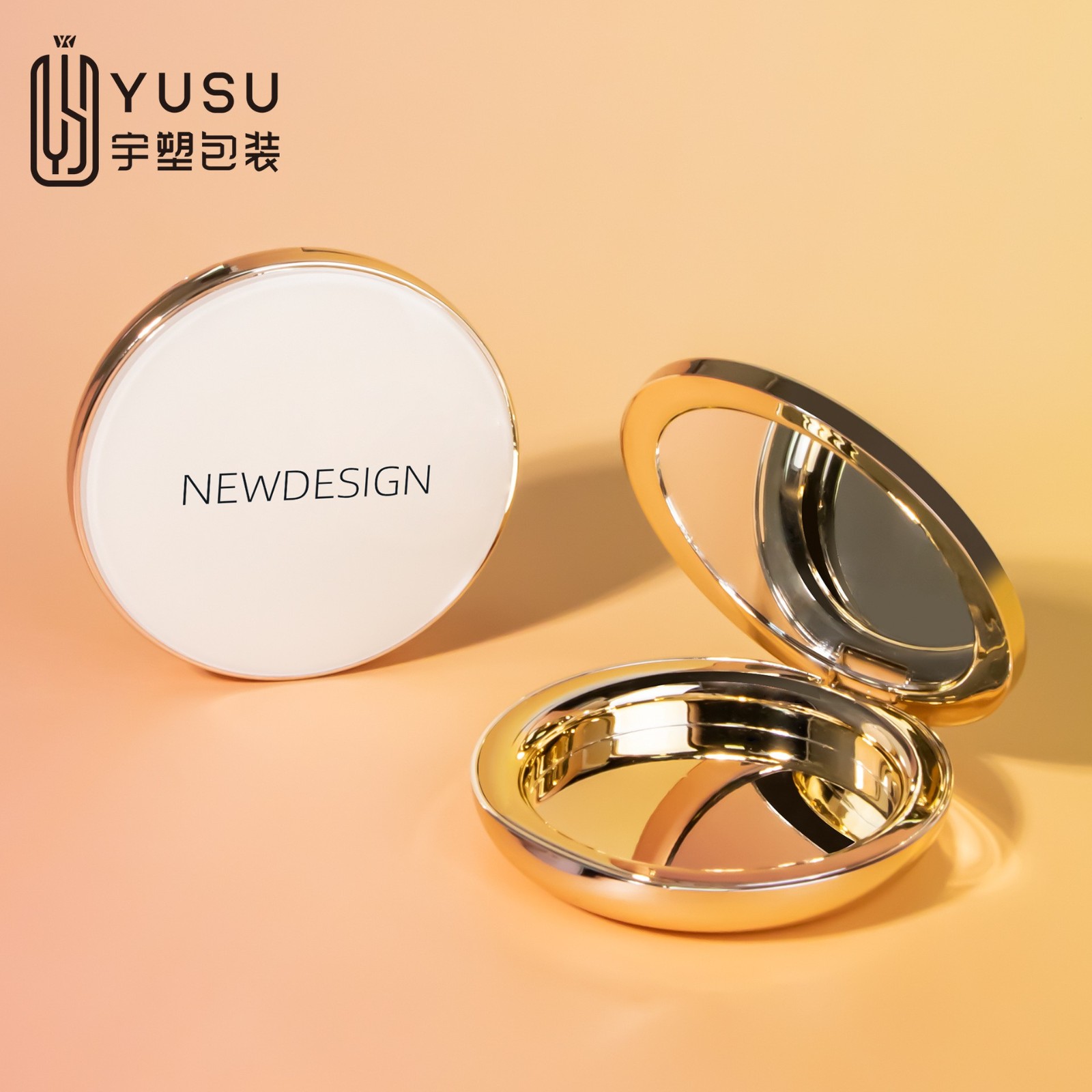 薄款粉饼 圆形带镜子便携补妆空盒彩妆包材腮红定妆粉收纳盒图3