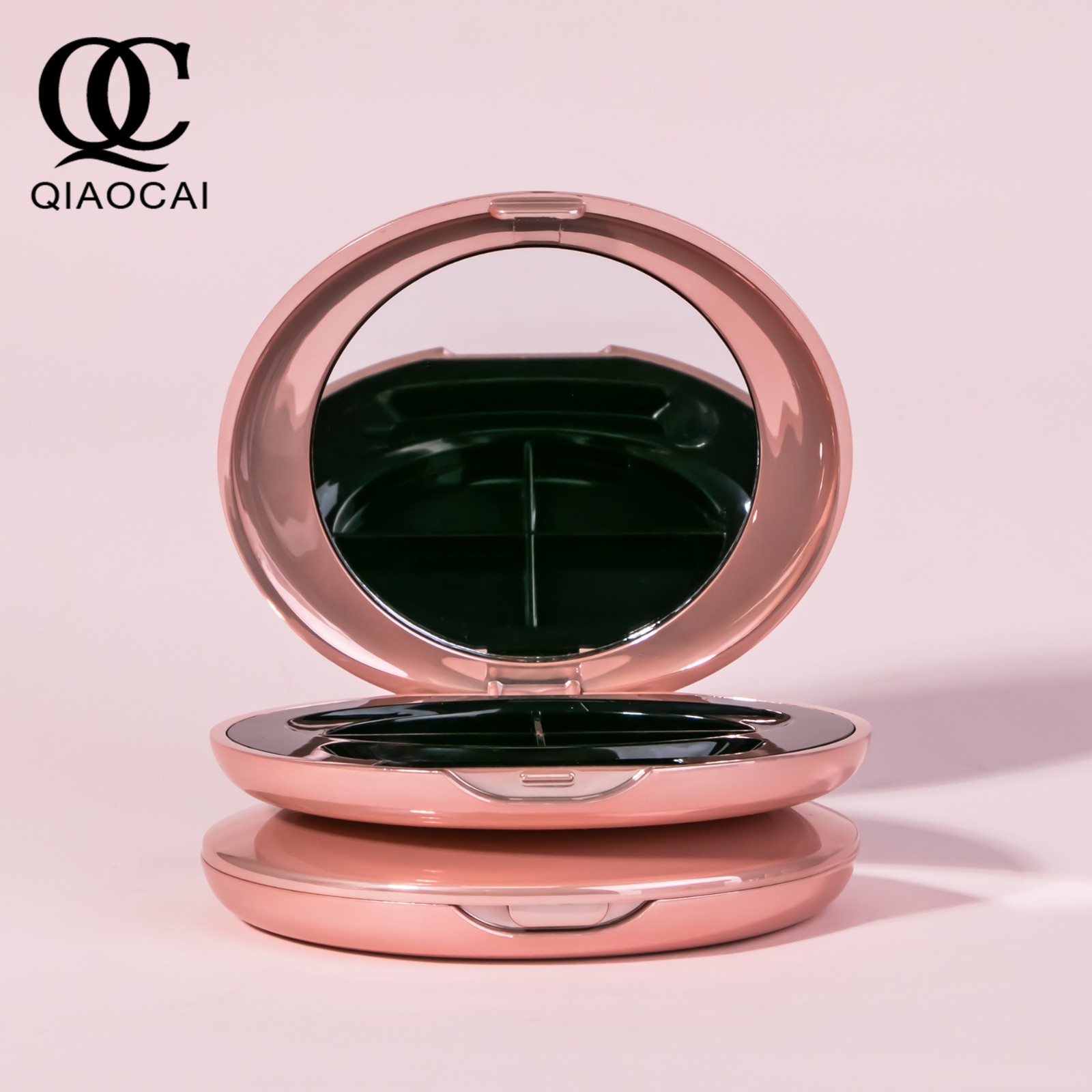 电镀韩式四色眼影盒带刷头超薄翻盖卡扣彩妆包材电镀彩妆壳跨境图4