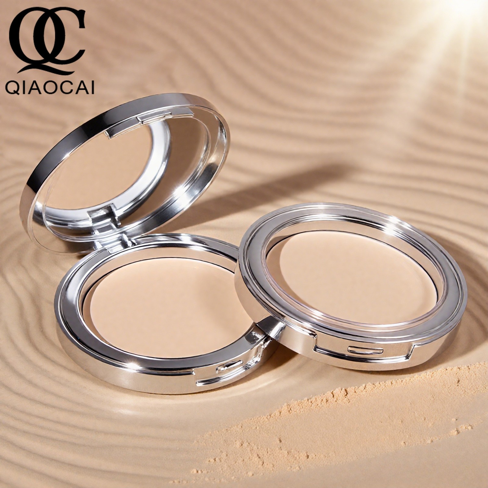 热门圆形粉饼盒清新简约粉底膏遮瑕膏专用包材扣位彩妆厂家10-12g