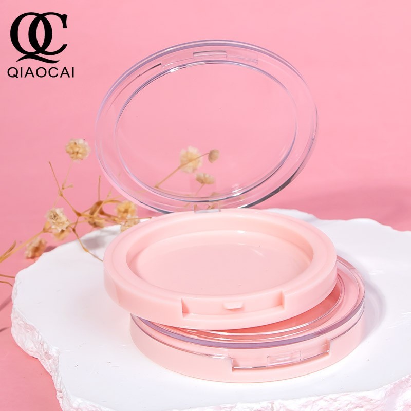 热门圆形粉饼盒清新简约粉底膏遮瑕膏专用包材扣位彩妆厂家10-12g图3