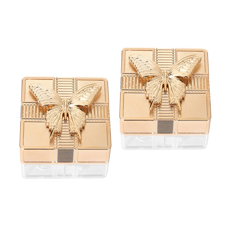 方形四宫格散粉盒空盒子包材 蝴蝶结定妆粉盒分装盒 蜜粉盒子包材图5