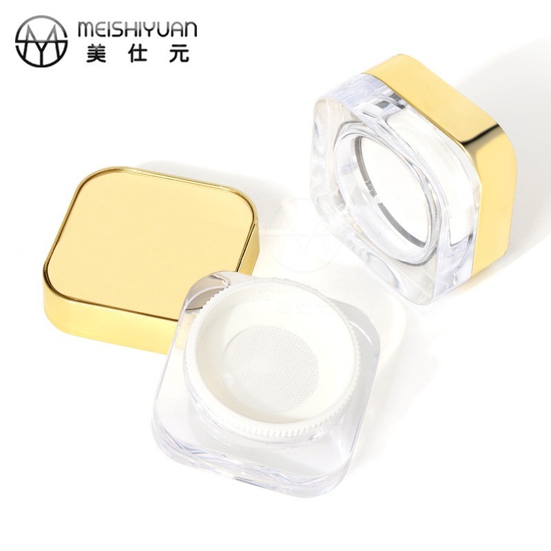 新款方形圆角厚壁15g散粉盒 蜜粉分装盒便捷弹力网塑料格可选空盒图3