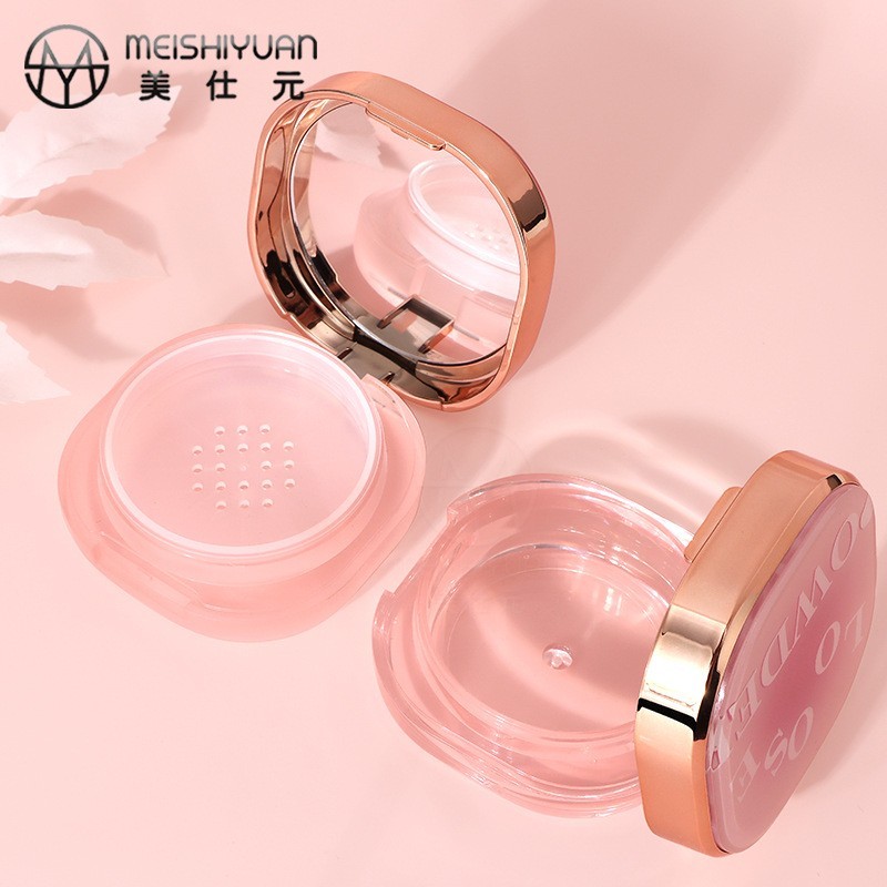 方形圆角散粉盒空盒包材 翻盖塑料网格蜜粉盒子 带顶片定妆粉盒子图3