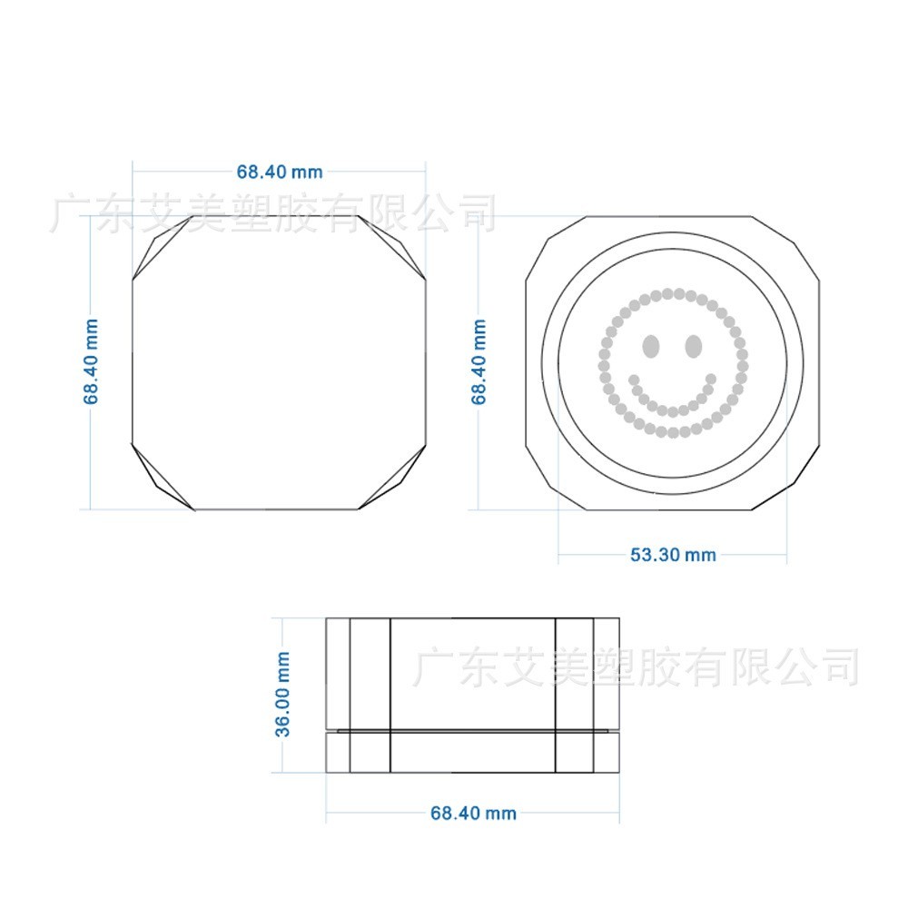 方形多边磁吸盖子笑脸网格定妆散粉蜜粉盒可放粉扑 彩妆包材厂家图2