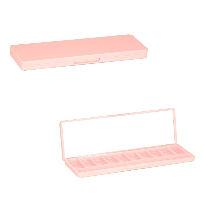 长方形平面十格十色带刷柄槽眼影盒子包材 可做透明可配镜子图5