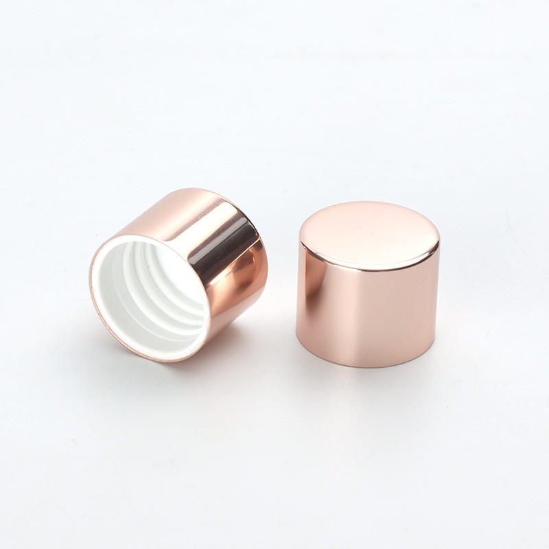 18牙电化铝罗口盖精油瓶化妆品电化铝瓶盖光面铝盖厂家图4