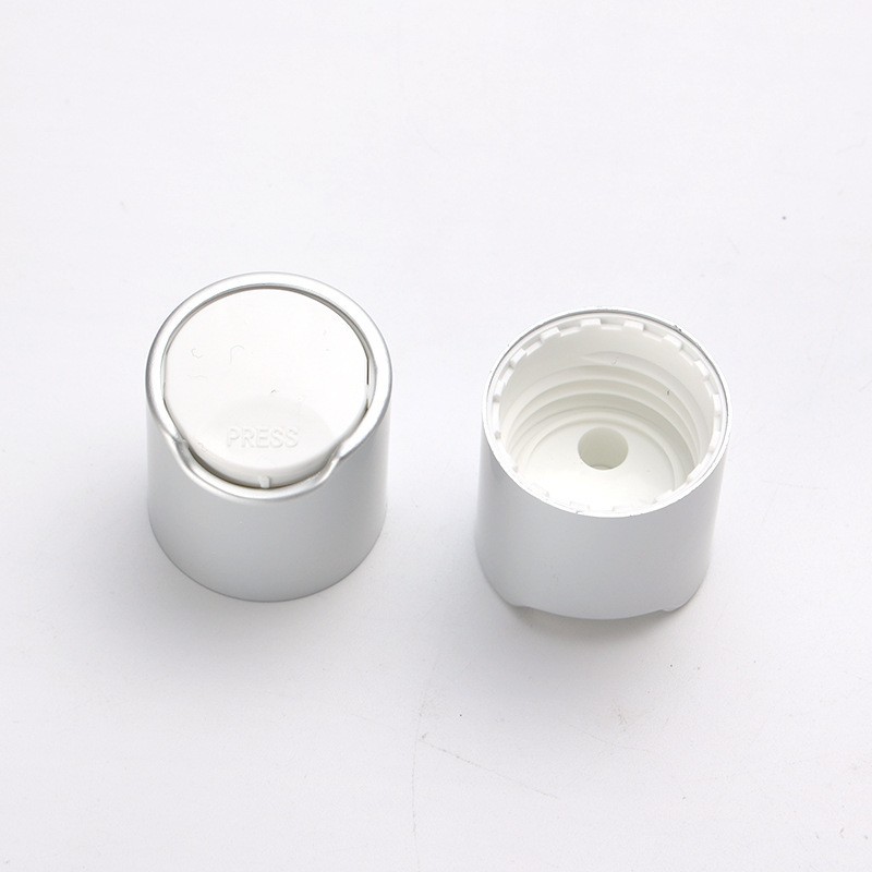 定制千秋盖24牙电化铝pp银色光面按压盖乳液瓶盖厂家图5