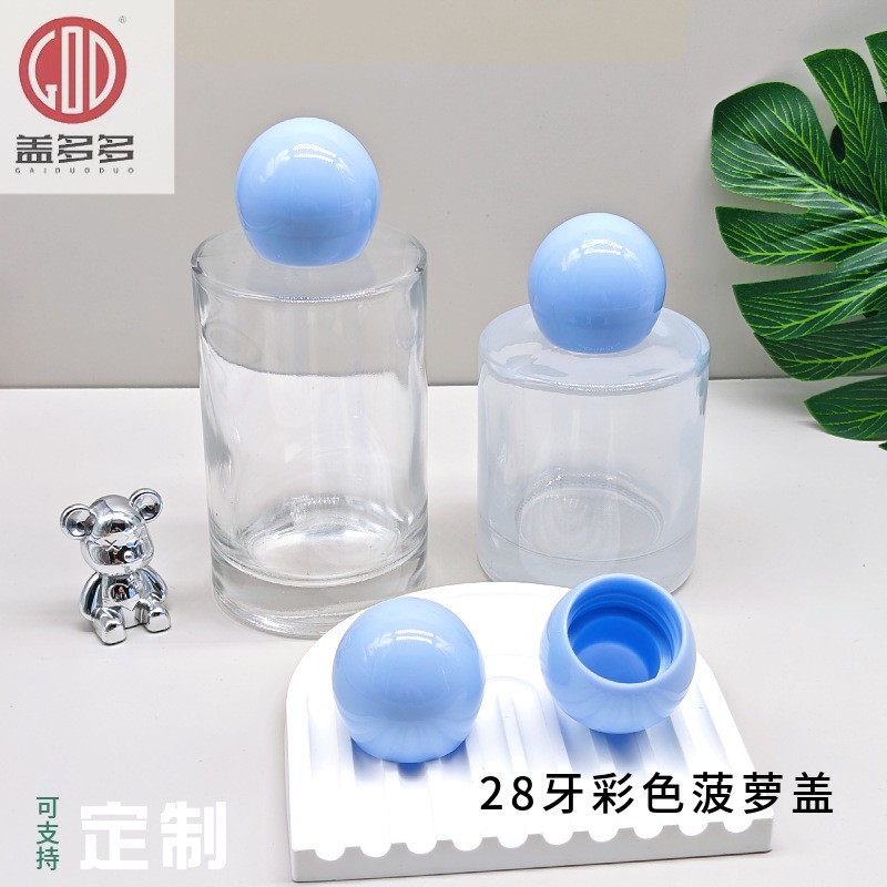28牙玻珠盖 圆头普通旋盖留香珠盖子彩色塑料球形瓶盖厂家