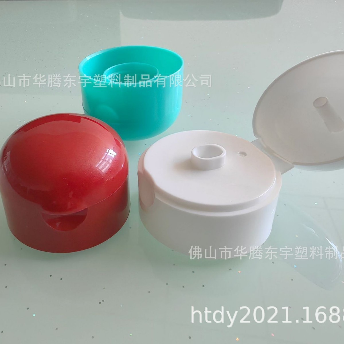 24/410圆顶双层蝴蝶盖化妆品塑料瓶盖双层翻盖圆头掀盖PP盖子图2