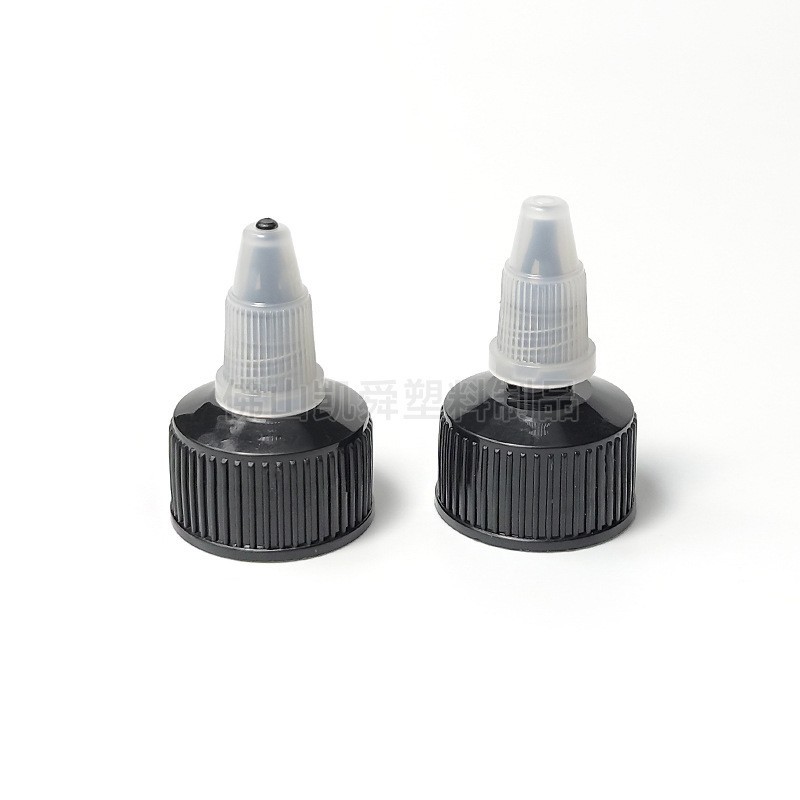 pp塑料盖子28牙尖嘴瓶盖螺旋扭开关啫喱水电发水尖嘴瓶盖厂家图2