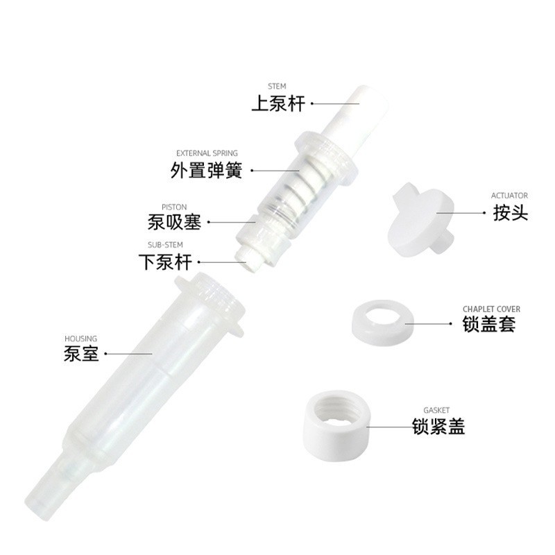 BG按咀外置螺纹开关28牙乳液泵PP塑料按压护发素洗发水沐浴露图2