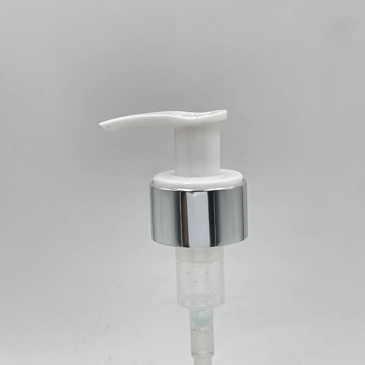 爆款28牙鸭嘴乳液泵头外置左右开关泵消毒洗手液氧化铝银色按压头图2