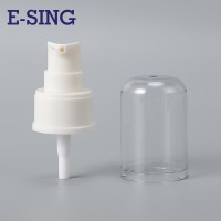 24牙米白色济公帽泵头 全罩AS透明圆顶按压泵精华乳液分装泵