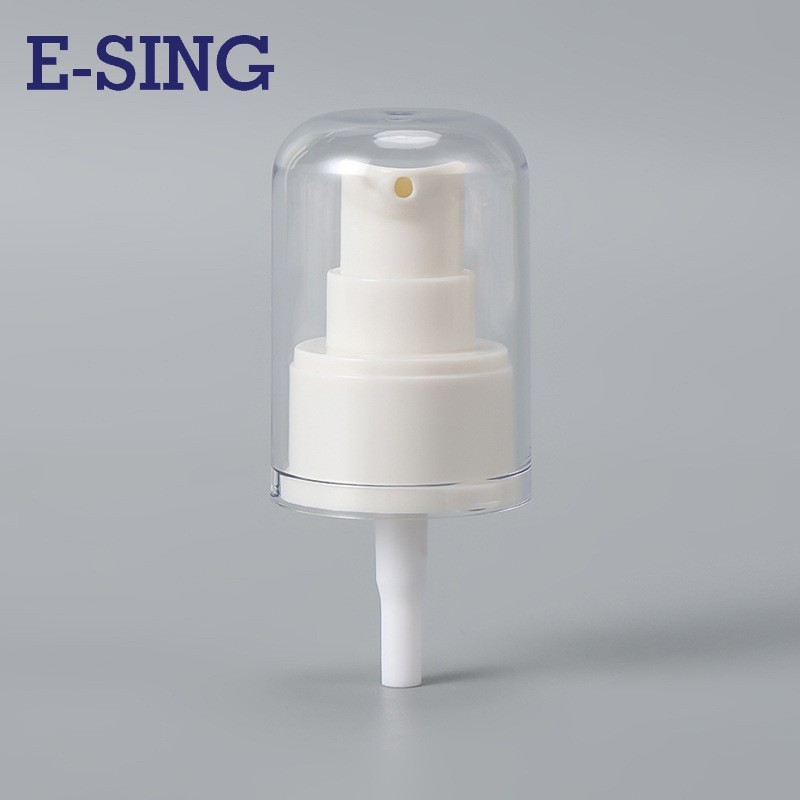 24牙米白色济公帽泵头 全罩AS透明圆顶按压泵精华乳液分装泵图3