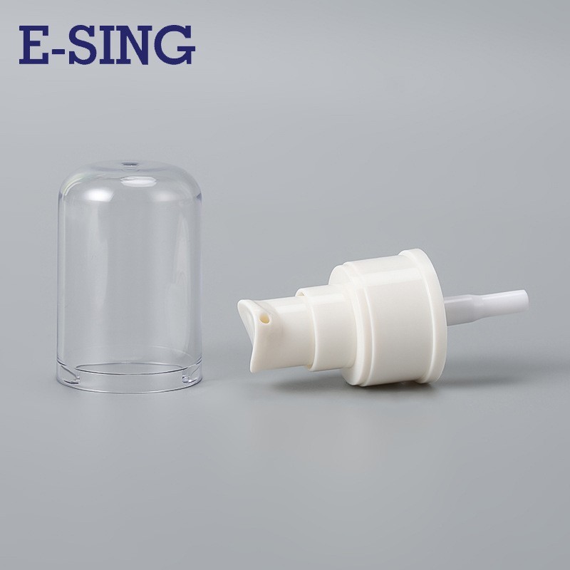 24牙米白色济公帽泵头 全罩AS透明圆顶按压泵精华乳液分装泵图4