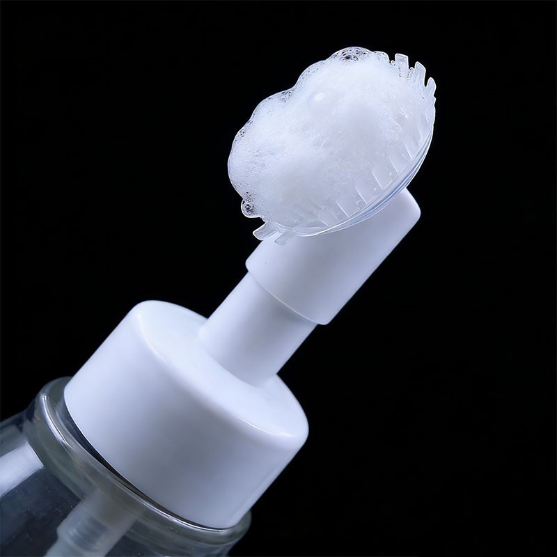 42牙白色硅胶刷泡沫泵内置弹簧泵卡扣式按压慕斯起泡泵洁面泡沫刷图4