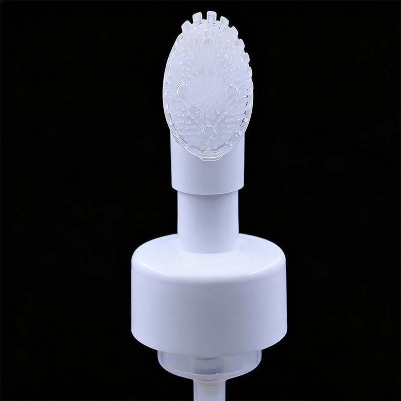 42牙白色硅胶刷泡沫泵内置弹簧泵卡扣式按压慕斯起泡泵洁面泡沫刷图3