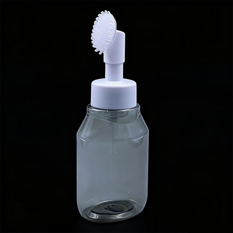 42牙白色硅胶刷泡沫泵内置弹簧泵卡扣式按压慕斯起泡泵洁面泡沫刷图2