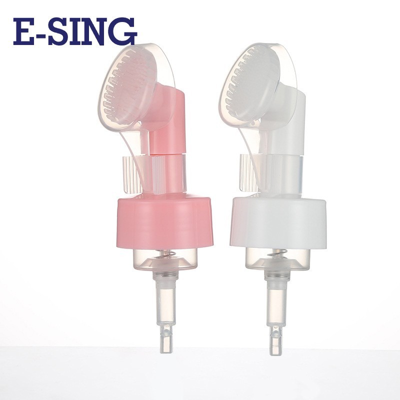 白色带刷子泡沫泵 洗面奶泵头刷子 43/410 40/400洗脸刷子泵