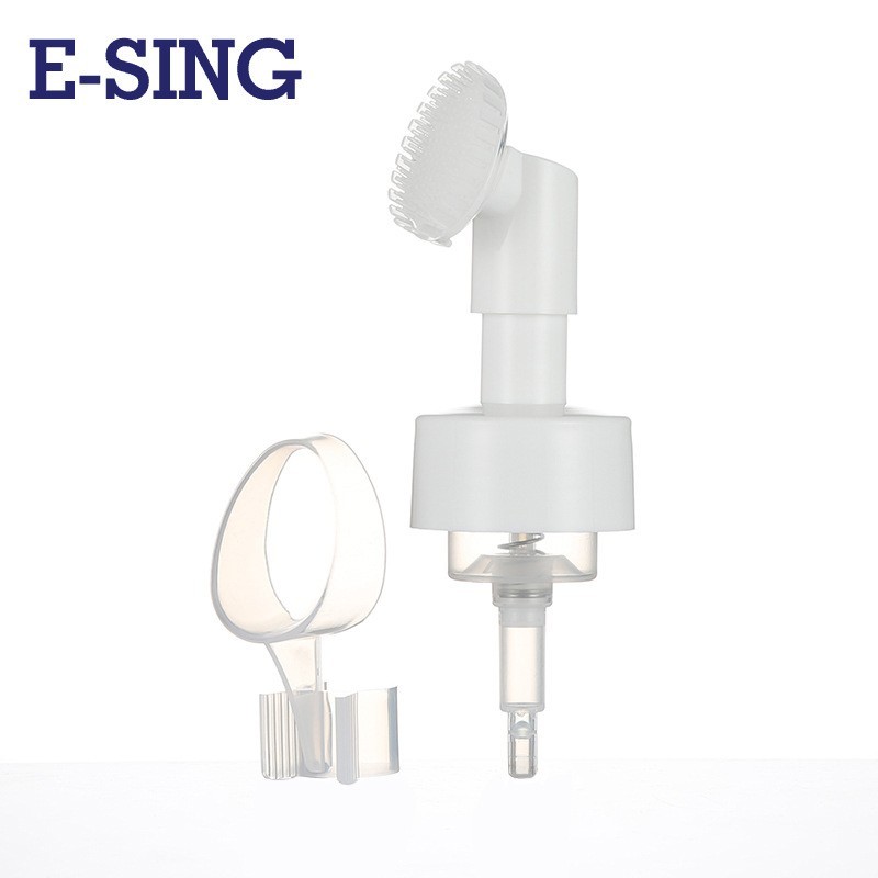 白色带刷子泡沫泵 洗面奶泵头刷子 43/410 40/400洗脸刷子泵图3