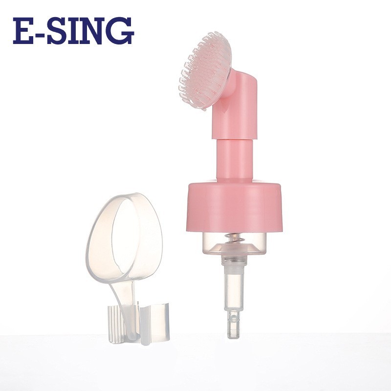 白色带刷子泡沫泵 洗面奶泵头刷子 43/410 40/400洗脸刷子泵图4