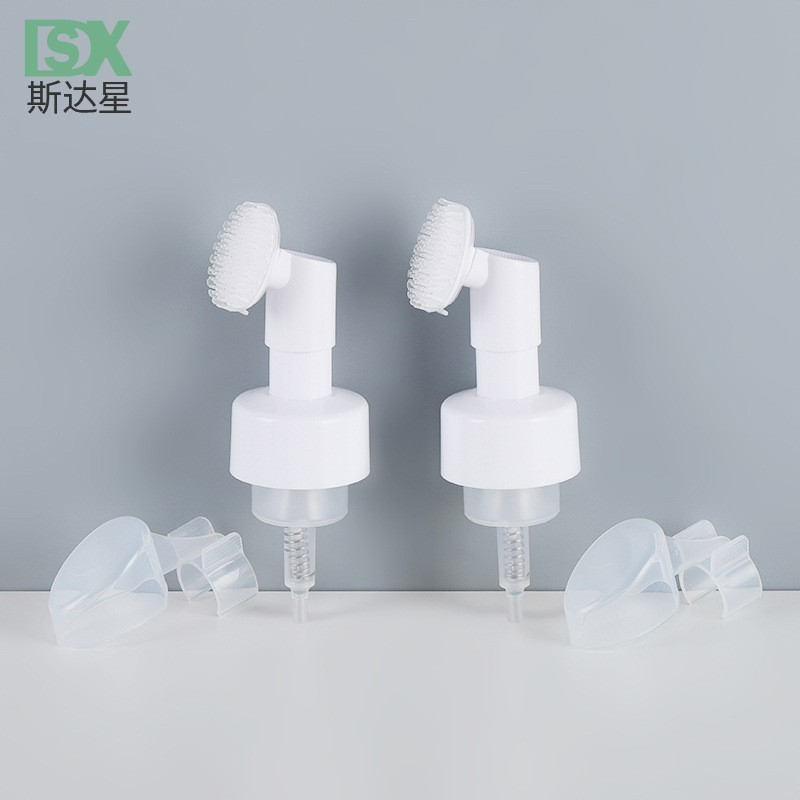 洗脸刷泡沫泵 分装瓶带刷子泵 43/410毛刷款洁面泡沫泵图3