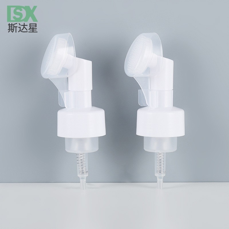 洗脸刷泡沫泵 分装瓶带刷子泵 43/410毛刷款洁面泡沫泵图2