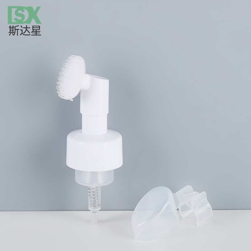 洗脸刷泡沫泵 分装瓶带刷子泵 43/410毛刷款洁面泡沫泵图4