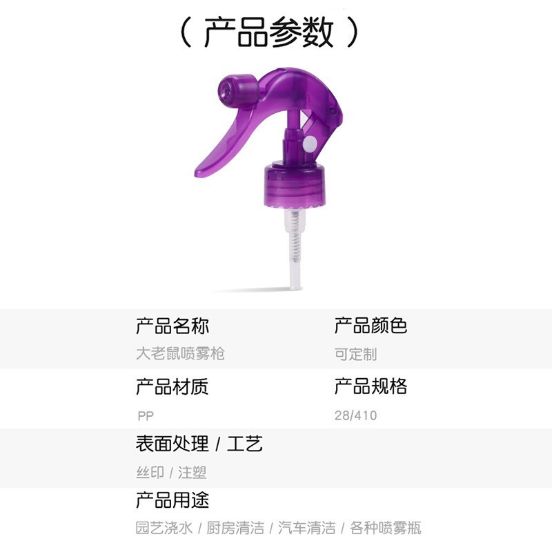工厂定制28/410大老鼠喷枪PP塑料手扣式家用厨卫清洁消毒喷雾器图3