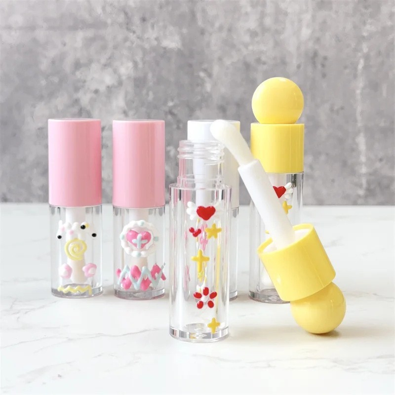 可定制3D手绘4ml唇釉唇彩管透明空瓶化妆品彩妆包装空管工厂图2