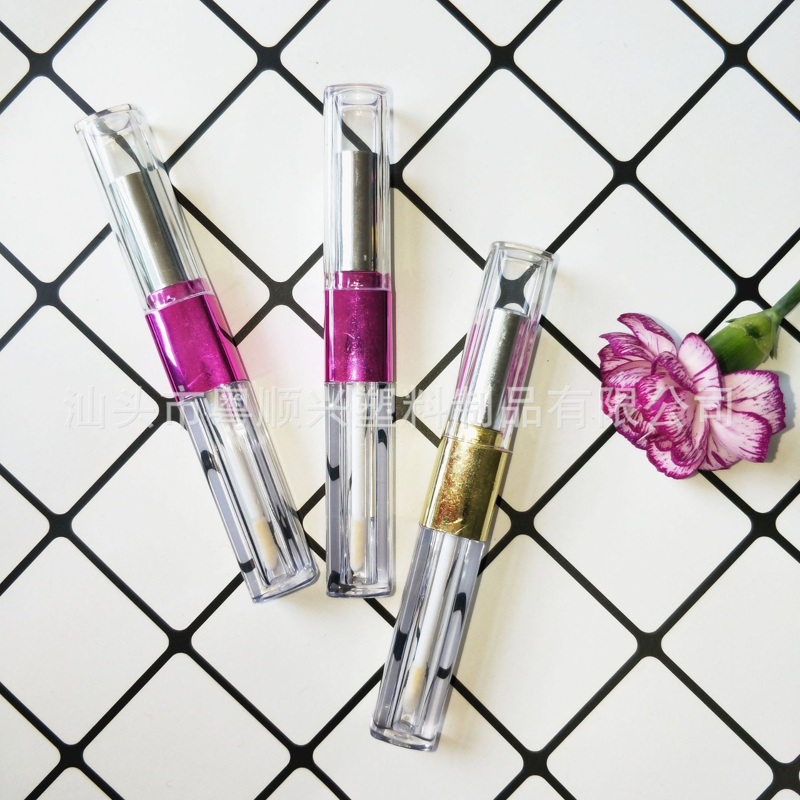 金色方形 双头二合一两用唇彩管 口红管空管唇彩包材图3