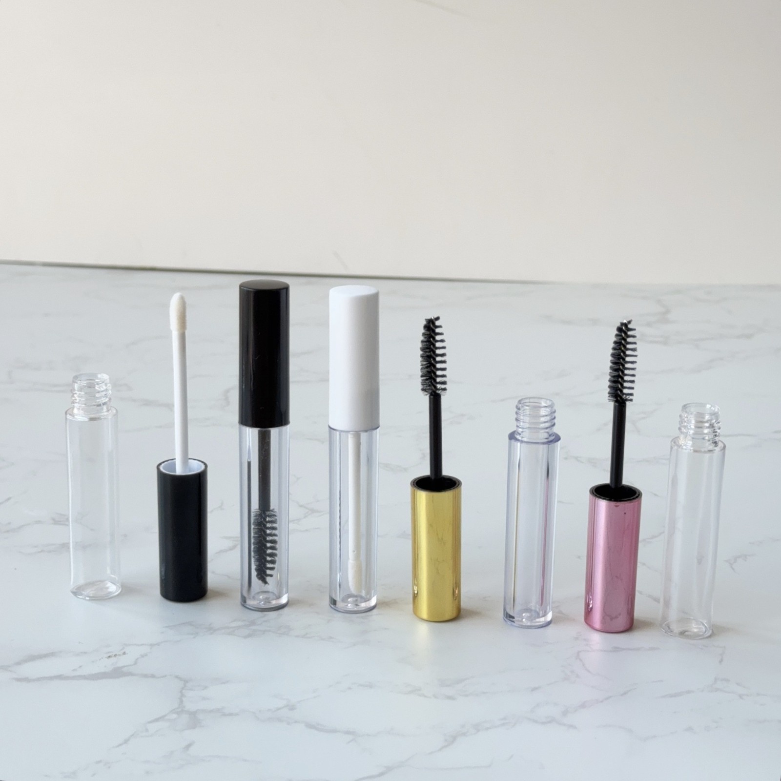 圆形9.5ml粉色玫瑰金色唇彩管睫毛膏管彩妆包材