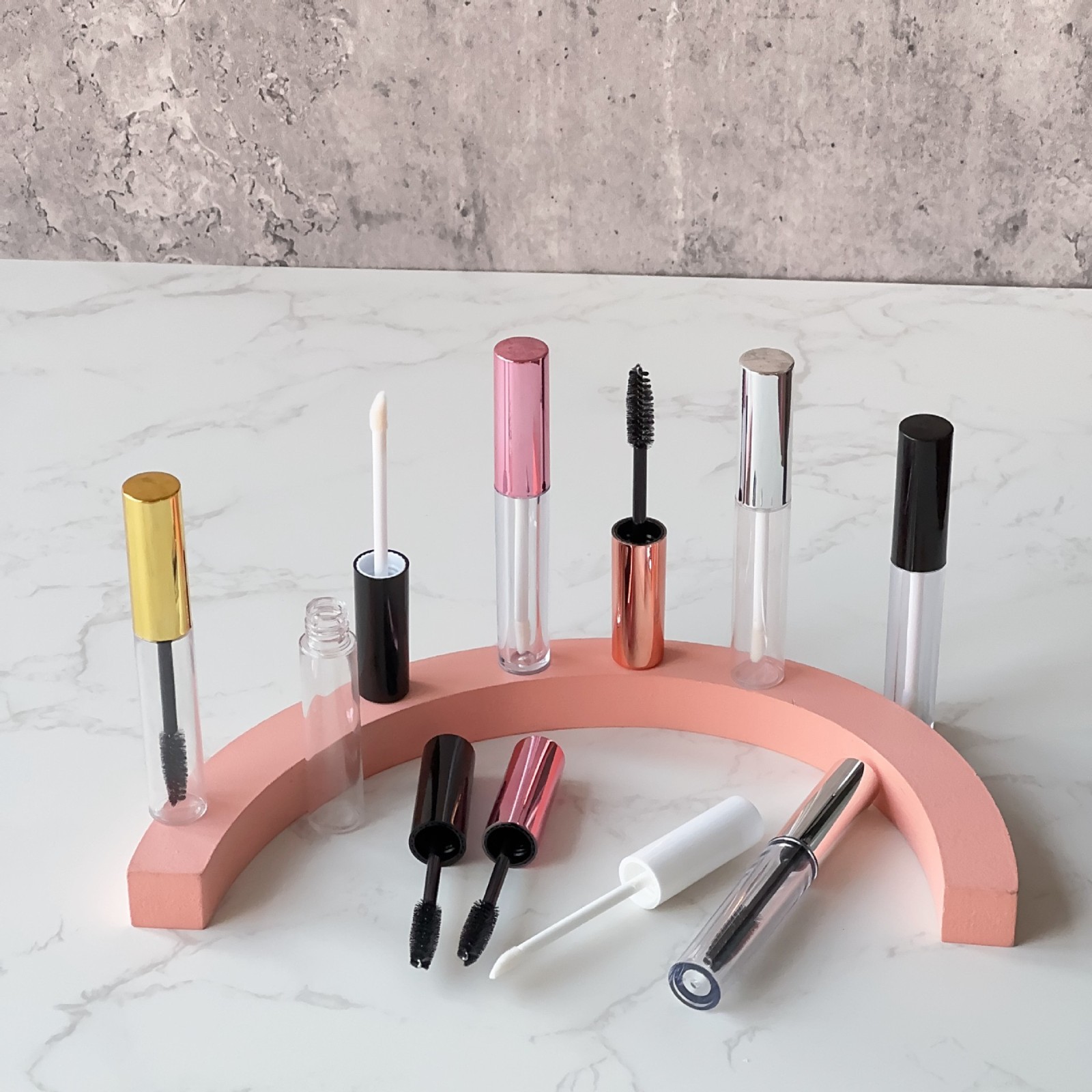 圆形9.5ml粉色玫瑰金色唇彩管睫毛膏管彩妆包材图3